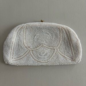 Elegant White Beaded Clutch Vintage